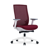Chaise de bureau ergonomique moderne à dossier mi-haut en maille avec accoudoirs réglables 4D, couleur rouge, hauteur réglable