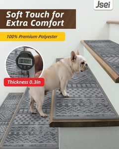 Marches d'escalier autocollantes antidérapantes lavables, <span class=keywords><strong>tapis</strong></span> d'escalier à coller et à décoller, <span class=keywords><strong>tapis</strong></span> d'escalier réutilisables pour marches en bois - Product Image 5