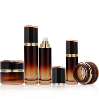 Set botol kaca kosmetik, Set botol Losion hitam-oranye 30g 50g 40ml 100ml 120ml botol pompa Perawatan Kulit Wajah krim mata