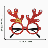 Lunettes de Noël à monture ronde style bois de cerf doré, décorations de Noël, articles de fête pour enfants, articles de Noël, montures