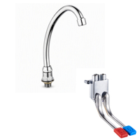 Robinet à pédale en laiton chromé, mitigeur mains libres eau chaude et froide, bec rotatif en acier inoxydable G1/2