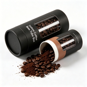 Caja de Tubo para Granos de Café Personalizada, Papel Kraft Negro con Ventana Transparente, Reciclable, Impresión a Cuatro Colores - Product Image 2