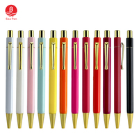 Logo personnalisé hexagonal macaron stylo à bille Morandi cadeau publicitaire 1.0mm matière plastique jaune corps traitement des taches en métal