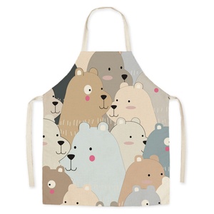 Bulk Order Cartoon Parent-Child <b>Aprons</b> Linen-Like Oil-Resistant Reusable Polyester Custom Logo Option High Quality <b>Work</b> <b>Aprons</b> - Product Image 1