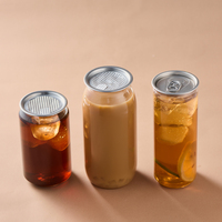 Boîtes en plastique transparentes jetables avec logo personnalisé Nouveau design pour gâteau, smoothie, thé, jus de fruits, soda, couvercles entièrement ouverts, style simple