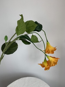 Artificial Faux <span class=keywords><strong>Datura</strong></span> Trompete Flor Pendurado Branco Real Toque Látex <span class=keywords><strong>Datura</strong></span> Flor para Decoração Home - Product Image 3