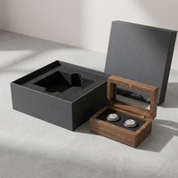 Boîte à boutons de manchette en bois de noyer de luxe Landy, boîte avec couvercle en verre, accessoire pour homme, rangement, emballage cadeau, logo personnalisé, vente en gros