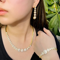 Ensembles de Bijoux Luxe en Or Plaqué de Dubaï avec Zircone Cubique Forme Ronde pour Mariées Africaines et Indiennes, Romantiques pour Femmes, Mariage et Cérémonies Nuptiales