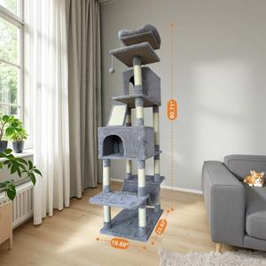 Lantai ke langit-langit Modern hewan peliharaan besar kucing Kondominium memanjat bingkai multi-tingkat kucing mewah pohon menara untuk kucing dalam ruangan - Product Image 6