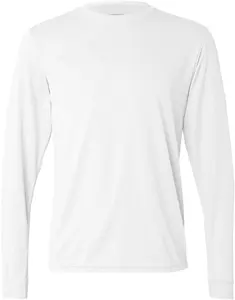 Kaus Putih Ringan Cepat Kering OEM Kaus 100% Poliester Lengan Panjang Perlindungan UV Sublimasi Kaus Memancing