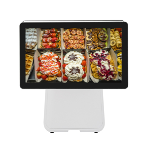 Terminal POS layar ganda 15.6 inci kualitas tinggi 1920*1080 Register uang tunai elektronik dengan sistem Printer 80mm J1900/I3/I5