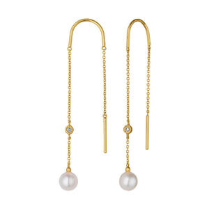 เครื่องประดับทอง14K เครื่องประดับขายส่งแบบยาวสำหรับผู้หญิงดีไซน์ต่างหูจี้มุก CZ - Product Image 1