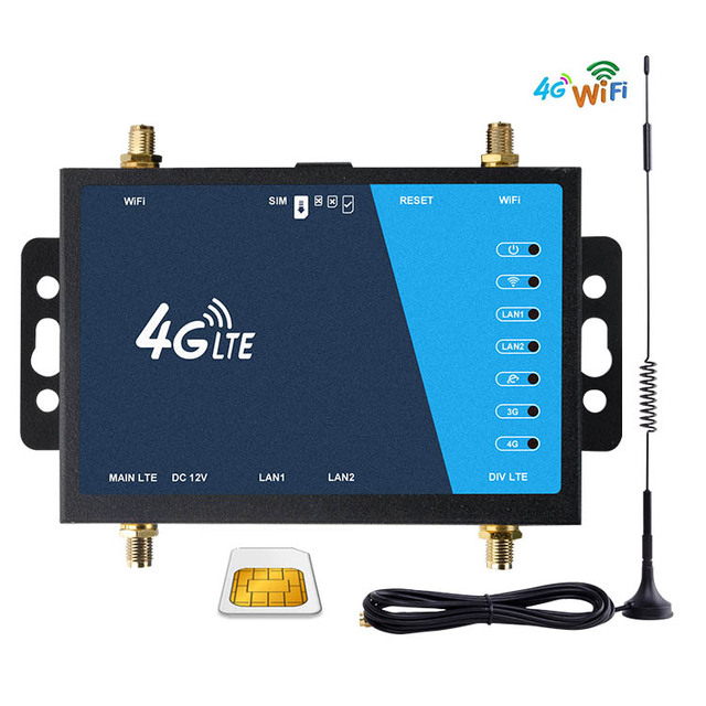 TUOSHI 4G LTE Unlocked Industrial WiFi Router 4 Detachable Antennas SMA Port SIM Card Slot Easy Setup Plug Play Wireless Router