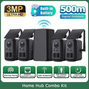 Nhà hub5mp năng lượng mặt trời Powered máy ảnh Combo <span class=keywords><strong>kit</strong></span> wifi repeater 8000mAh Pin tầm nhìn ban đêm PTZ hai chiều âm thanh 20-30m IR phát hiện - Product Image 3