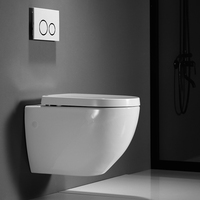 Cuvette de toilette en céramique suspendue au mur de style européen avec siège sans rebord et toilette à chasse d'eau à bas prix P-Trap