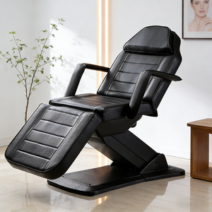 Meubles de salon de beauté professionnels, <span class=keywords><strong>table</strong></span> de massage de salon <span class=keywords><strong>d</strong></span>'extension entièrement noire, 3 moteurs, lit de spa électrique pour soins du visage, lit esthétique - Product Image 1
