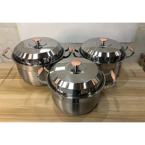 ステンレス鋼スープ調理器具セットストックポット丸い調理鍋蓋付きスープ鍋セット - Product Image 1