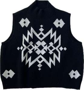 Jacquard <b>Vest</b> Casual Style Knit <b>Sweater</b> Breathable Thin Winter Season Front Logo Flower Pattern Custom design - Product Image 1