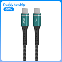 Cable de Carga Rápida Trenzado USB C a C de 60W 3A, Listo para Enviar, para MacBook Air M3 M2, iPad Pro, Air, Galaxy Tab, Switch