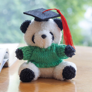 En gros 2026 Mini porte-clés en peluche Panda avec toque de graduation, mignon dessin animé, animal en peluche moelleux, breloque de sac, souvenir, cadeau - Product Image 5