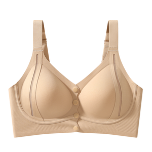 Bra Tanpa Kawat Ukuran Besar 3/4 <span class=keywords><strong>Cup</strong></span>, Kancing Depan, Bahan Spandex/Nilon Tipis Bernapas, Solid Push-Up, Tanpa Jahitan, Tali Dapat Disesuaikan, Anti Kendur - Product Image 3