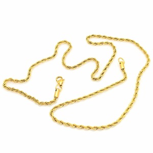 Stainless Steel Twisted <b>Rope</b> <b>Chain</b> 18k Gold Plated Hip Hop Necklace For Men Women Fashion Pendant Necklaces - Product Image 5