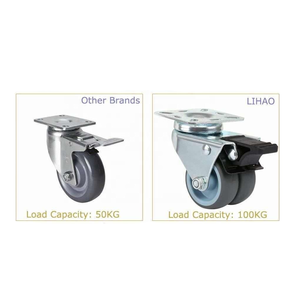 RRIUTO Heavy Duty 100MM Caster Wheels With Brake, 4 Furniture Casters