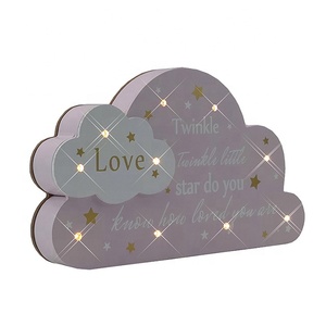 Chine vente en gros de <span class=keywords><strong>bois</strong></span> nuage LED veilleuses chapiteau nuage signes lampe de table à piles - Product Image 2