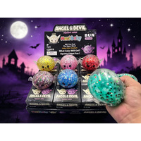 Jouet Squishy Halloween Ange-Diable Rempli de Liquide et de Paillettes, Forme Aile d'Ange et Chignon de Diable pour Pétrir, Presser et Soulager le Stress