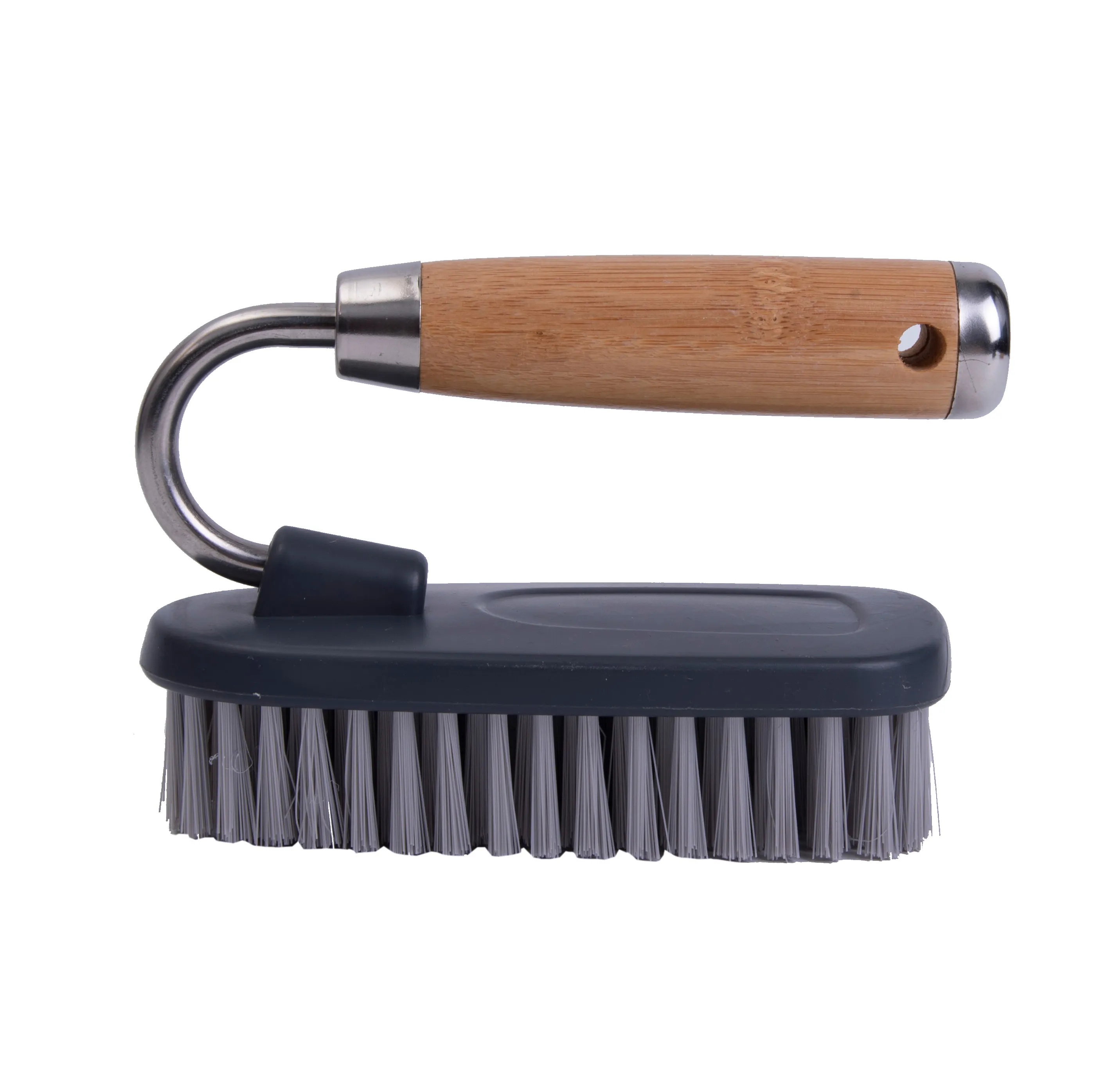 Heavy Duty Scrub Brush with Ergonomic Bamboo Handle Scrubber Cleaning Brush for Bathroom Shower and Floor