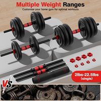 Kit d'haltères réglables 5-en-1 avec barre de musculation, kettlebell et support pour pompes – Idéal pour l'équipement de gym à domicile