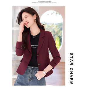 Women's Blazer Off White Solid Color Polyester No-Wrinkle Treatment Casual Style Spring Autumn Fit - Product Image 2