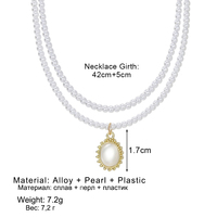 Nouveau collier de perles double couche exquis avec pendentif rond charmant, bijoux perlés polyvalents pour femmes