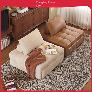 Sofá <span class=keywords><strong>cama</strong></span> moderno de tela abullonada color crema, silla de ocio <span class=keywords><strong>plegable</strong></span> retráctil de doble uso para apartamentos pequeños, inflable extensible para - Product Image 4