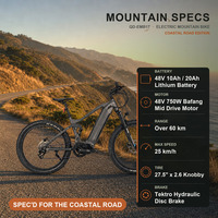 Vélo de montagne électrique en alliage d'aluminium durable 6061, moteur central Bafang 750W, batterie 48V20Ah, Shimano 7 vitesses, vélo tout-terrain pour adultes