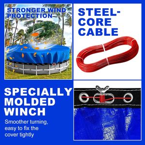 <span class=keywords><strong>Bâche</strong></span> de <span class=keywords><strong>piscine</strong></span> hivernale de 3,6 m pour piscines hors sol, en PE robuste et durable, résistante au froid, anti-UV, protection contre les intempéries extrêmes, avec treuil - Product Image 5