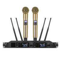 Système de microphone sans fil AN-K63 True Diversity avec deux micros portatifs pour performances scéniques professionnelles, spectacles en direct et karaoké