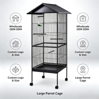 Vente Flash Grande Cage Carrée en Plastique pour Perroquets et Canaris, Motif à Pois, Plateau en Plastique, Fermeture Coulissante Horizontale, Volière Extérieure pour Oiseaux