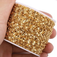 Tahan air baja tahan karat berlapis emas 0.4mm kawat 3.7*2.0mm rantai bibir kerajinan memangkas rantai tautan untuk DIY pembuatan gelang kalung