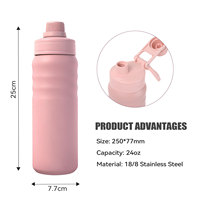Bouteille d'eau isotherme sous vide en acier inoxydable 24 oz avec couvercle rabattable, anti-fuite, personnalisable avec logo, couleurs assorties – Meilleures ventes