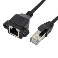 كابل شبكة إيثرنت Cat 6 مع موصلات RJ45 ذكر إلى أنثى، كابل تمديد محمي للتركيب على لوحة التحكم بالبراغي للراوتر