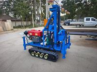 Foreuse de puits d'eau de type chenillé 200m, petite machine de forage à moteur diesel avec trou de 100-300mm et pompe à boue
