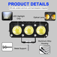 PEL 3 LEDS 60W Phare antibrouillard pour moto en aluminium blanc et jaune, projecteur pour moto