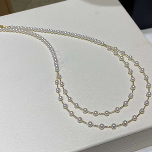 Collar de Perlas de Plata de Ley 925, Perlas de Agua Dulce Aurora de 4 mm, Estilo Ak, Cadena Delicada - Product Image 3