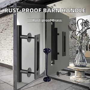 Ensemble de poignées de porte de grange industrielles en laiton résistant à la rouille - Comprend un loquet de porte et des accessoires pour portes coulissantes intérieures/extérieures ! - Product Image 2