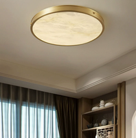 Plafonnier rond en marbre naturel avec cadre en laiton, lampe LED encastrée pour chambre à coucher et salon