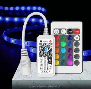 Remote Kontrol RGB RF 24 Tombol Wifi Mendukung Perintah Suara Wifi RGBW 5050 Pengontrol Lampu Neon Strip LED