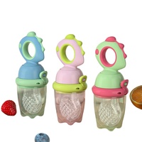 Sucette pour bébé en forme d'animal de dessin animé, en gel de silice, distributeur de fruits avec poignée, sans BPA, pour nourrissons de 0 à 12 mois
