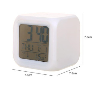 Multi Color Alarm Clock Square <b>Led</b> Silent <b>Night</b> <b>Light</b> Electronic Clock With Temperature Display - Product Image 4