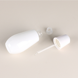 White Bulb Glass Bottle Cosmetics Kit Bottle Customized Cosmetics <b>Container</b> Empty with Pressing Pump Head Different Caps - Product Image 2